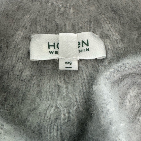 NEW Haven Well Within Pure Cashmere Cable Knit Roll Neck Sweater Grey Medium - Picture 7 of 9